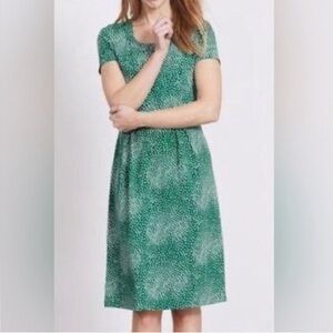 Boden Emmaline Green White Polka Dot Midi Jersey Dress Size US 16 Long